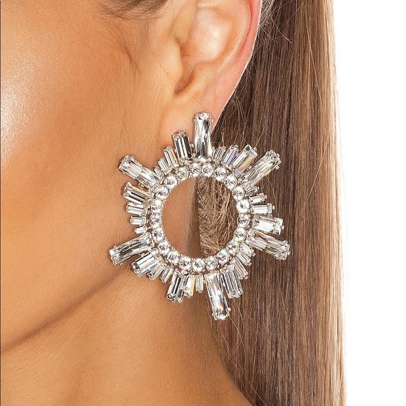 *As seen on Kyle Richards* Amina Muaddi BEGUM' CRYSTAL EMBELLISHED DISK EARRINGS - Picture 6 of 16